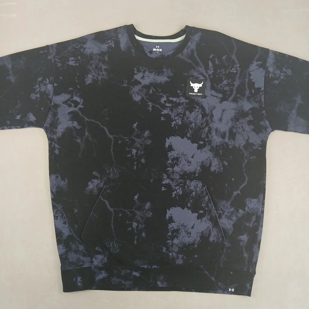 Under‎ Armour Project Rock Medium Mens Sweatshirt Fleece Pockets Lightning 23x28